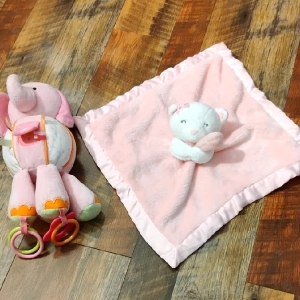 Carter's Pink and White Plush Elephant and Lovey Set